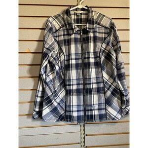 Christopher & Banks Plaid Zip Up Shirt Jacket‎ Womens XL Blue Gray